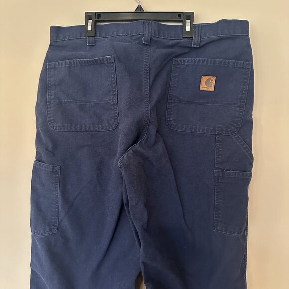 Lot 2 Pair Carhartt Navy Blue & Brown Canvas Work Pants Men 36/34 Dungaree - Picture 9 of 12